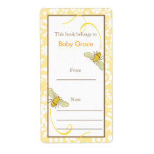 Floral Bumble Bee Bookplate Personalized Shipping Labels