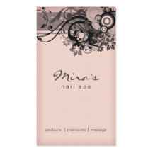 Floral Business Card Linen Black Pink
