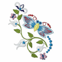 Floral Butterfly Embroidered Women's Polo T-Shirt