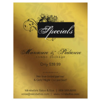 Floral Butterfly Flyer Salon Spa Gold Black