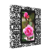 Floral Canvas Print Pink Rose  Pair Retro BW