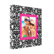 Floral Canvas Print Retro Black White Pink Photo