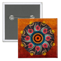 Floral Colour Abstract Vector Art Button (square)