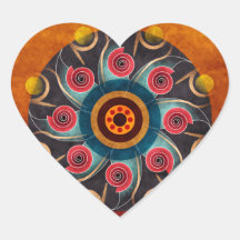 Floral Colour Abstract Vector Art Heart Sticker