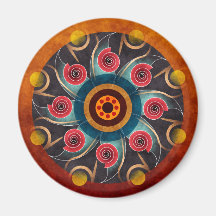 Floral Colour Abstract Vector Art Round Magnet
