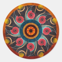 Floral Colour Abstract Vector Art Round Sticker