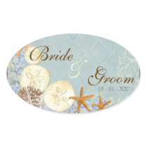 Floral Cottage by the Sea Shell Beachy Wedding Sticker