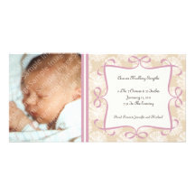 Floral Cream and Pink New Baby Photo Cards