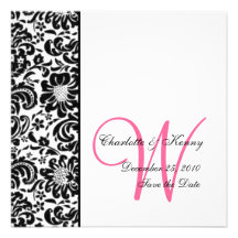 floral damask; live, love, laugh | save the date custom invites