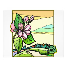 Floral Design Stained Glass #0033 Custom Invites