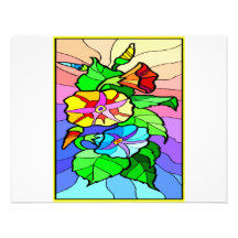 Floral Design Stained Glass #0044 Custom Invitation