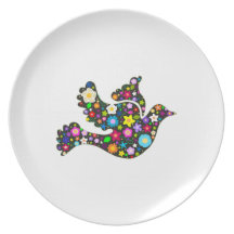Floral Dove of flowers Party Plates