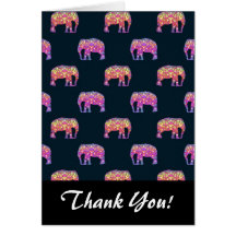 Floral Elephants Cute Girly Pattern Greeting Card