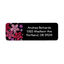 Floral Explosion on Black Address Label