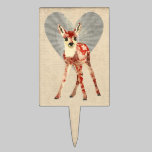 Floral Fawn Heart Cake Topper cake picks