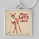 Floral Fawn Love Keychain keychains