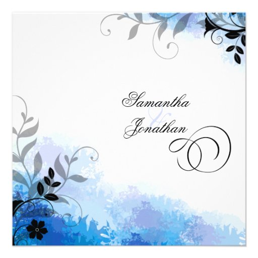 Floral feuillu pourpre assez bleu de faire-part de