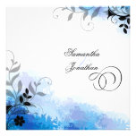 Floral feuillu pourpre assez bleu de faire-part de