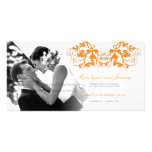Floral Flourish Orange Wedding Thank You Customized Photo Card