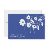 Floral Flourish Thank You Note (Navy Blue / White)