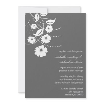 Floral Flourish Wedding Invitation (Dark Grey) by WindyCityStationery