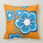 Floral Flower Blue Orange Pillow pillows