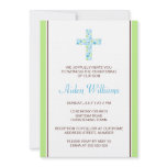 Floral flower cross christening baptism invitation