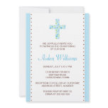 Floral flower cross christening baptism invitation