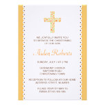 Floral flower cross christening baptism invitation