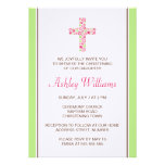 Floral flower cross christening baptism invitation