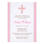 Floral flower cross christening baptism invitation