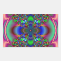 Floral Fractal Pattern Rectangular Stickers