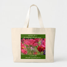 Floral garden tote, expression of love, green pink tote bags