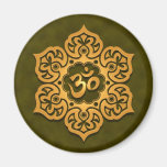 Floral Golden Green Aum Design Magnets