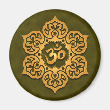 Floral Golden Green Aum Design Magnets
