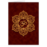 Floral Golden Red Aum Design Greeting Card
