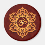 Floral Golden Red Aum Design Refrigerator Magnet