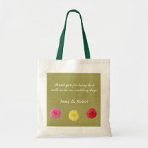Floral green wedding thank you bag
