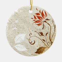 Floral Grunge Design Christmas Tree Ornaments