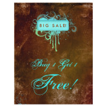 Floral Grunge Flyer Salon Spa Blue Brown