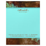 Floral Grunge Letterhead Stationery Blue Green