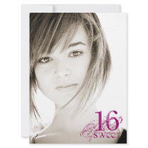 Floral Grunge - Photo Sweet 16 Invitation