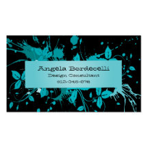 Floral Grunge Turquoise Business Card