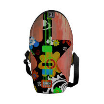 "Floral Guitar" Rickshaw Mini Zero Messenger Bag