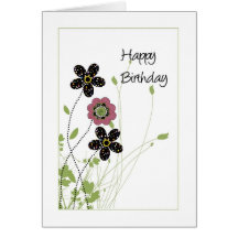 floral happy birthday greeting card