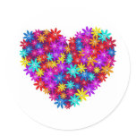 Floral Heart Round Stickers