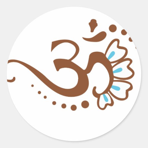 Floral Henna Om Round Sticker