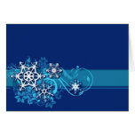 Floral Holiday Snowflake Greeting Card in Blue