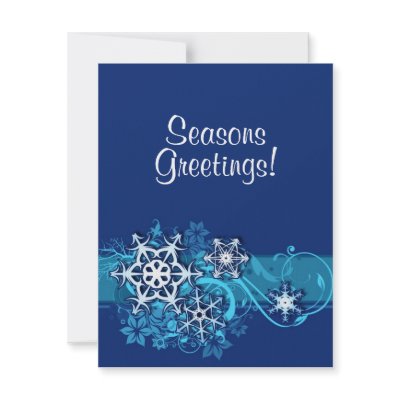 Floral Holiday Snowflake Invitation in Blue by PheteFirst