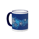 Floral Holiday Snowflake Mug in Blue